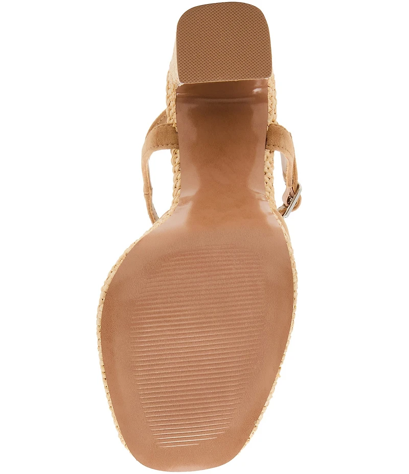 Steve Madden Liandra Suede and Raffia Platform Dress Sandals