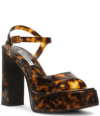 Steve Madden Liandra Tortoise Print Vinyl Platform Dress Sandals