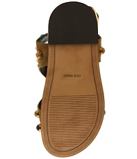 Steve Madden Linear Suede Studded Strappy Toe Loop Ankle Wrap Sandals