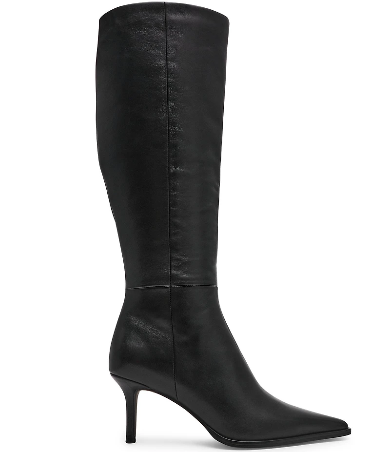 Steve Madden Lingo Mixed Leather Pointed Toe Knee High Boots
