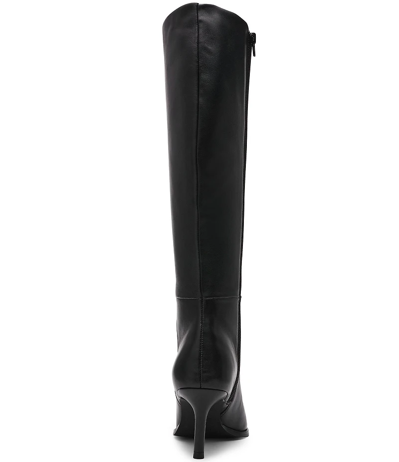 Steve Madden Lingo Mixed Leather Pointed Toe Knee High Boots