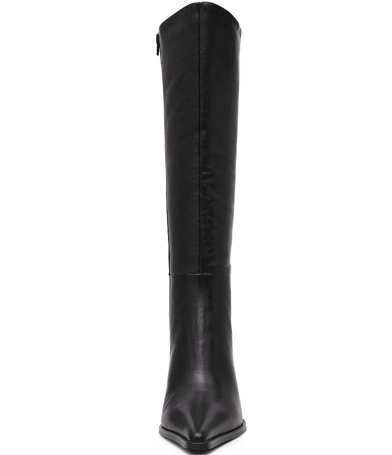 Steve Madden Lingo Mixed Leather Pointed Toe Knee High Boots