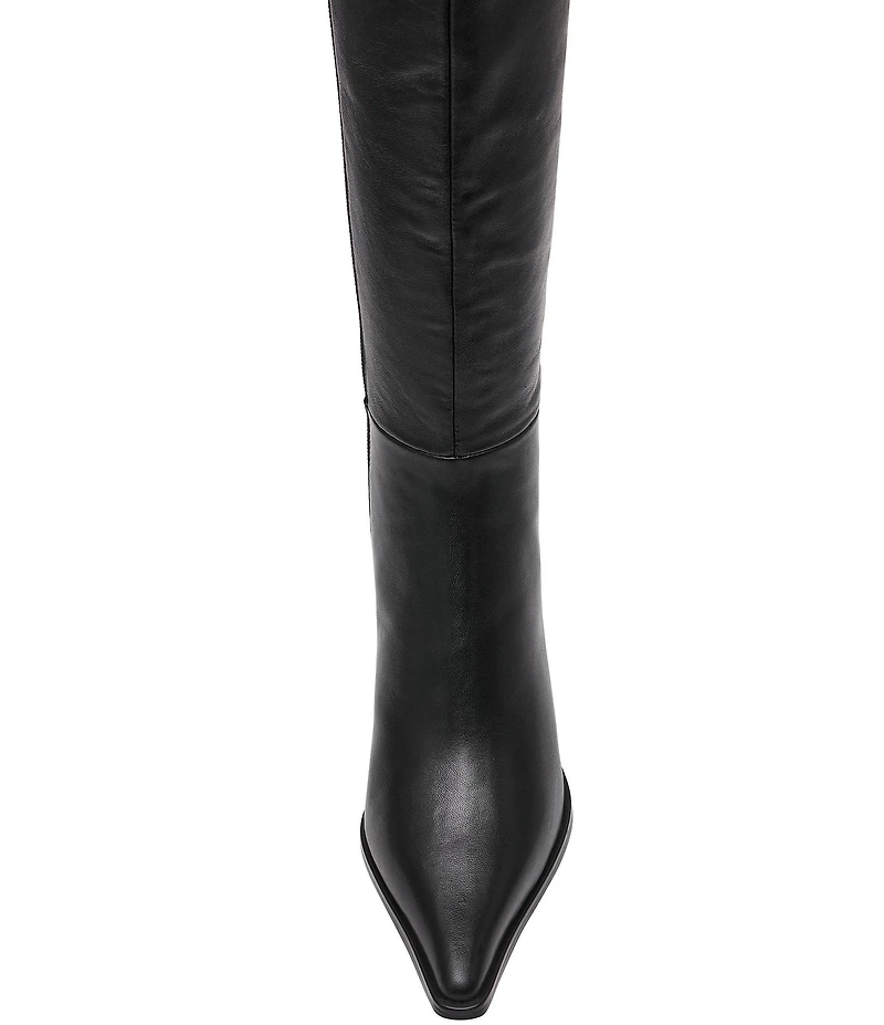 Steve Madden Lingo Mixed Leather Pointed Toe Knee High Boots