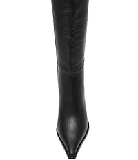 Steve Madden Lingo Mixed Leather Pointed Toe Knee High Boots