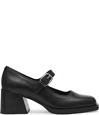 Steve Madden Lisbon Leather Block Heel Mary Jane Pumps