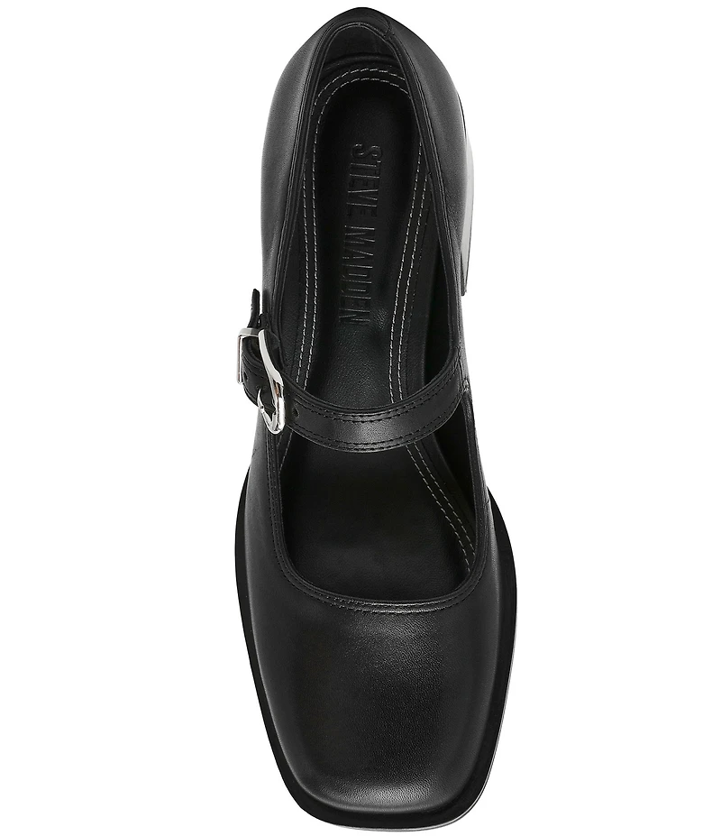 Steve Madden Lisbon Leather Block Heel Mary Jane Pumps
