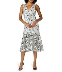 Steve Madden Lissette Woven V-Neck Sleeveless Sheath Midi Dress