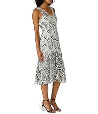 Steve Madden Lissette Woven V-Neck Sleeveless Sheath Midi Dress
