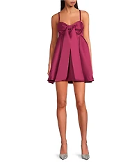 Steve Madden Liyana Front Bow Sweetheart Neckline Sleeveless Mini Dress
