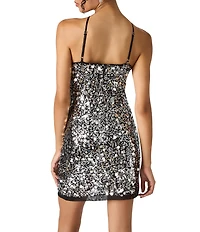 Steve Madden Lorenna Halter Neck Sleeveless Paillette Sequin Mini Bodycon Dress