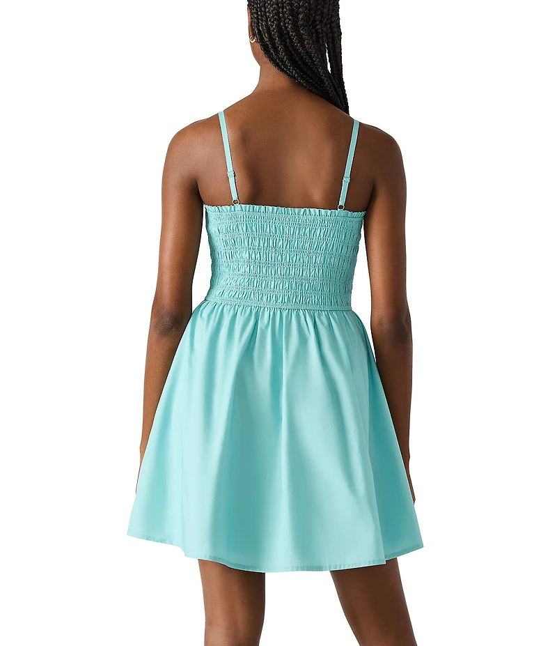 Steve Madden Lotty Square Neck Smocked Mini Dress