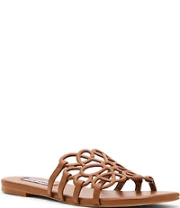 Steve Madden Lotus Leather Square Toe Slide Sandals