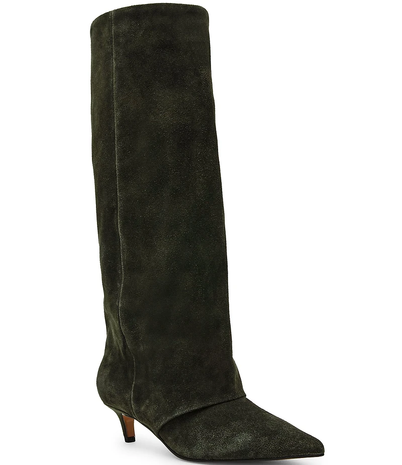 Steve Madden Luca Suede Cuffed Kitten Heel Boots