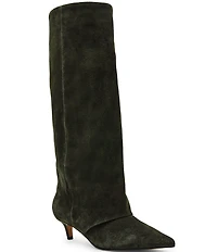 Steve Madden Luca Suede Cuffed Kitten Heel Boots