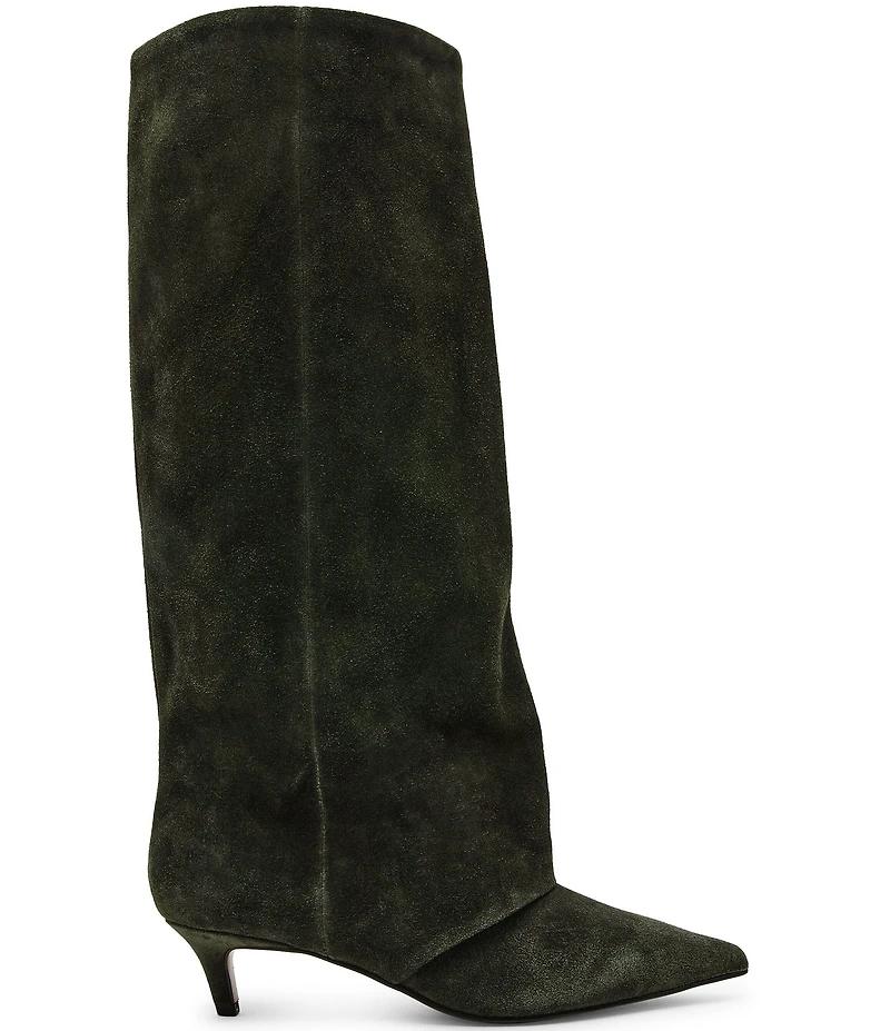 Steve Madden Luca Suede Cuffed Kitten Heel Boots