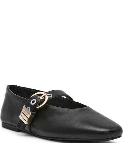 Steve Madden Lucia Leather Buckle Hardware Mary Jane Ballet Flats