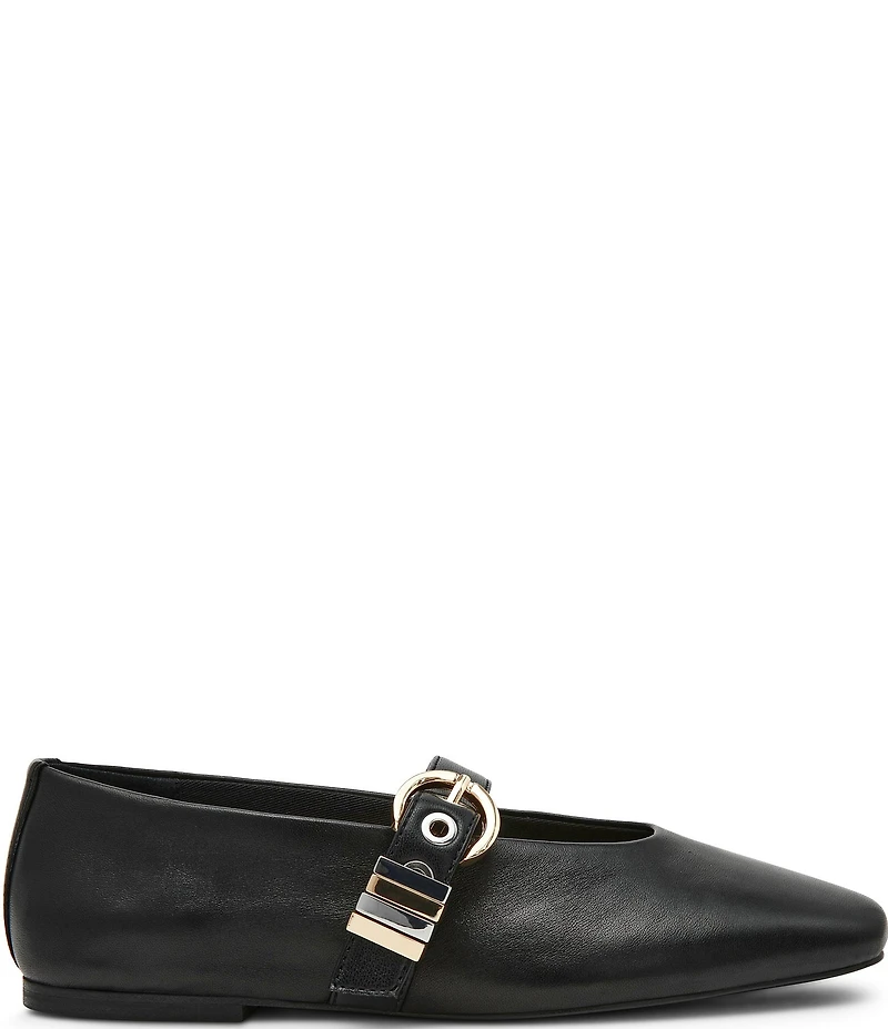 Steve Madden Lucia Leather Buckle Hardware Mary Jane Ballet Flats