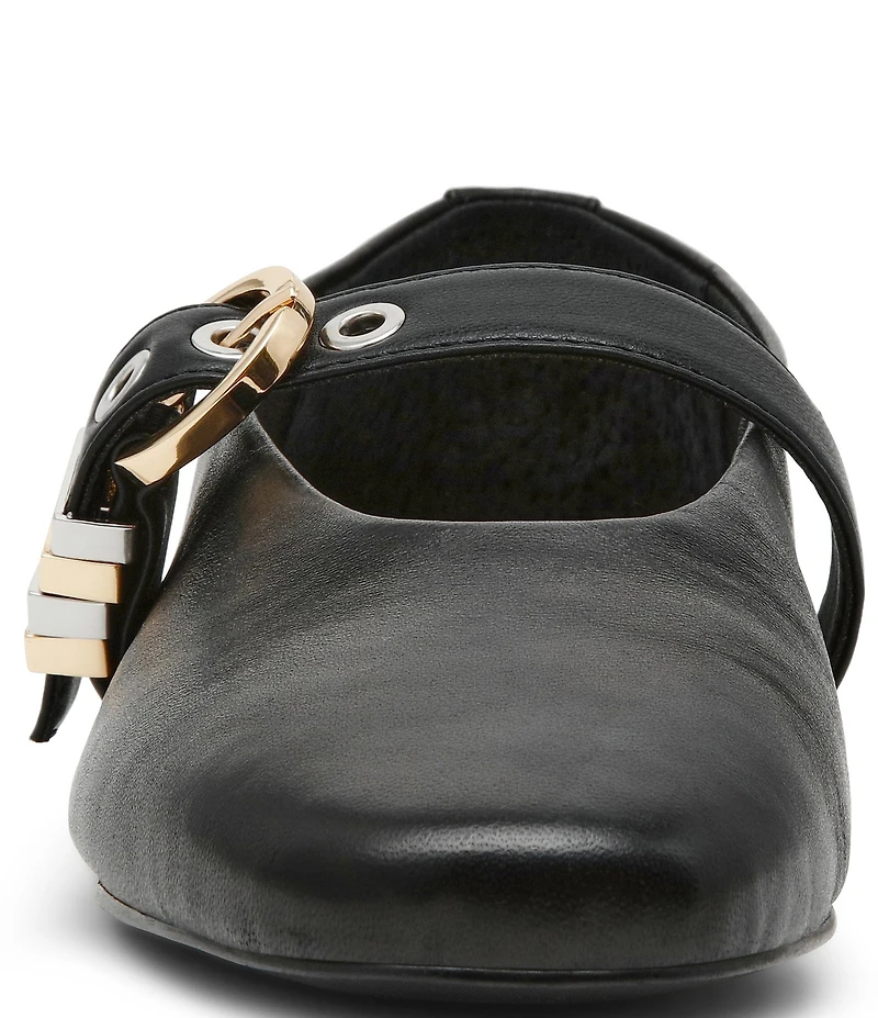 Steve Madden Lucia Leather Buckle Hardware Mary Jane Ballet Flats