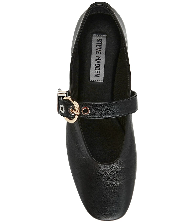 Steve Madden Lucia Leather Buckle Hardware Mary Jane Ballet Flats
