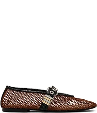 Steve Madden Lucia Mesh Buckle Hardware Croco Accent Mary Jane Ballet Flats