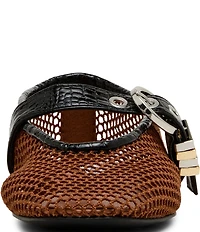 Steve Madden Lucia Mesh Buckle Hardware Croco Accent Mary Jane Ballet Flats