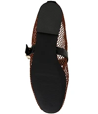 Steve Madden Lucia Mesh Buckle Hardware Croco Accent Mary Jane Ballet Flats