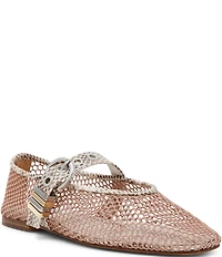 Steve Madden Lucia Mesh Snake Print Buckle Hardware Mary Jane Ballet Flats