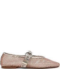 Steve Madden Lucia Mesh Snake Print Buckle Hardware Mary Jane Ballet Flats