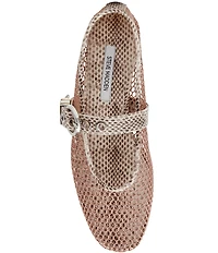 Steve Madden Lucia Mesh Snake Print Buckle Hardware Mary Jane Ballet Flats