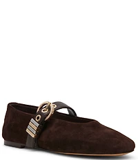 Steve Madden Lucia Suede Buckle Hardware Mary Jane Ballet Flats
