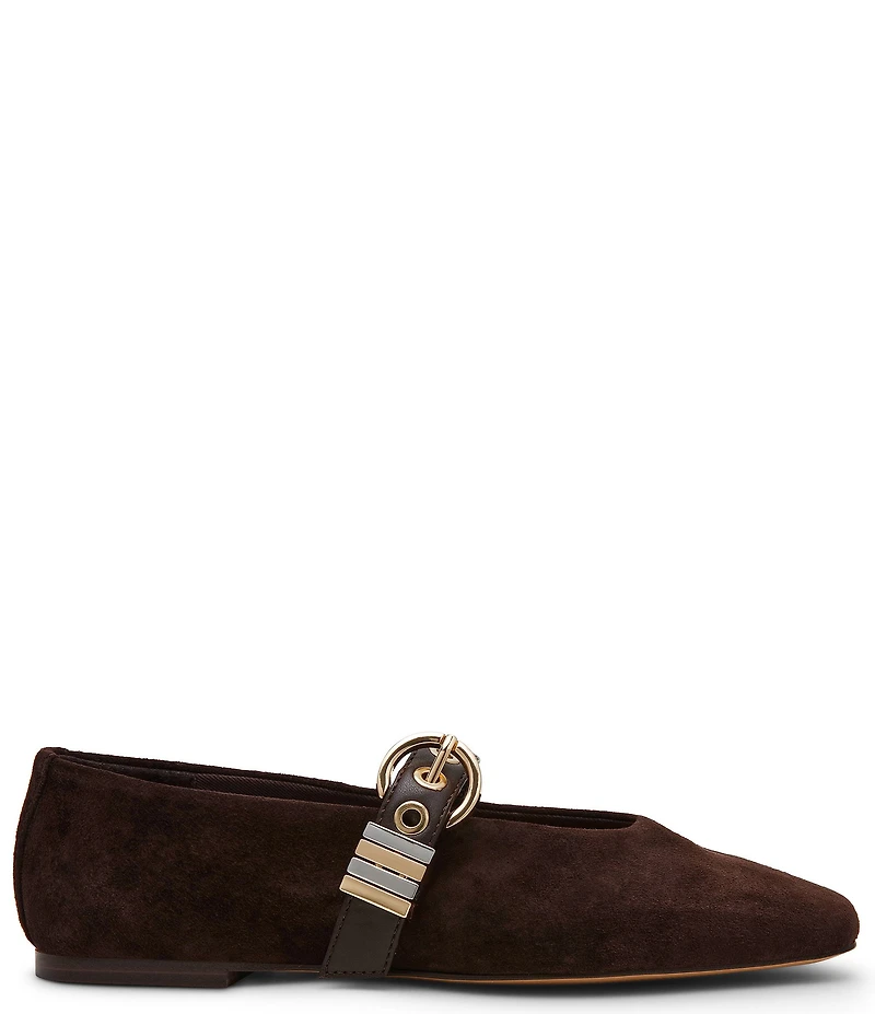 Steve Madden Lucia Suede Buckle Hardware Mary Jane Ballet Flats