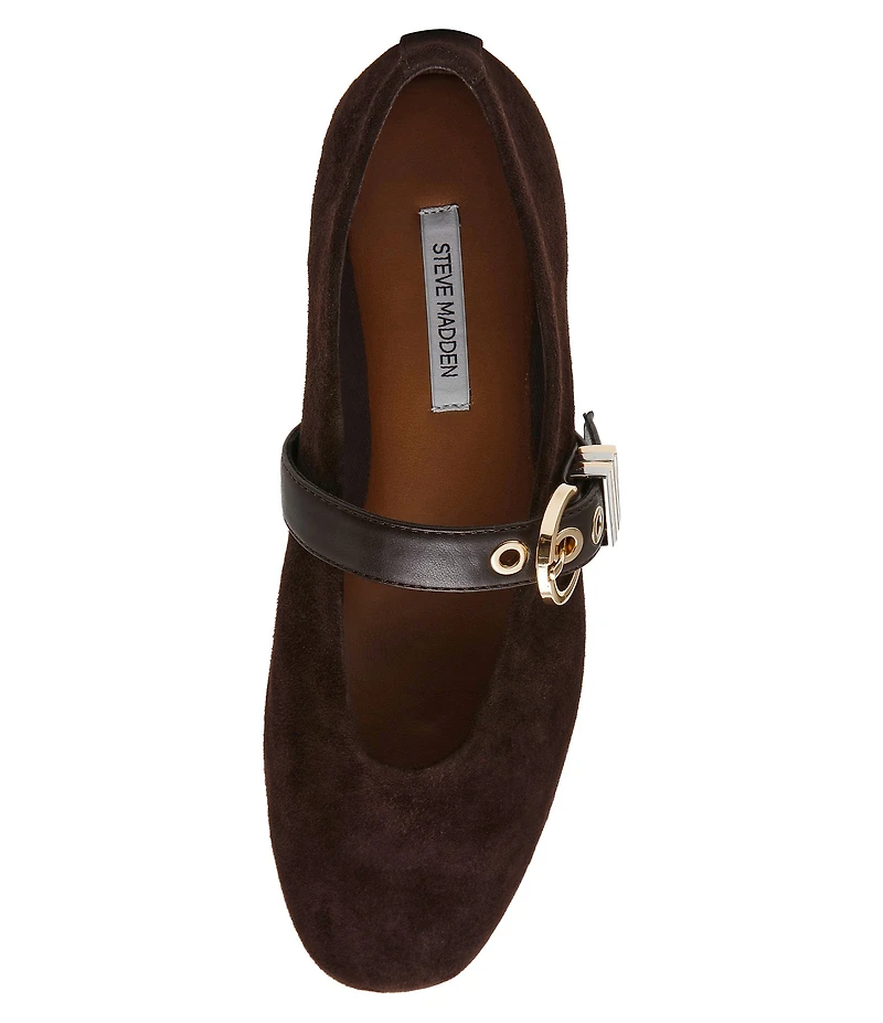 Steve Madden Lucia Suede Buckle Hardware Mary Jane Ballet Flats