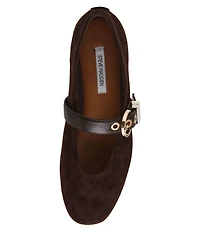 Steve Madden Lucia Suede Buckle Hardware Mary Jane Ballet Flats