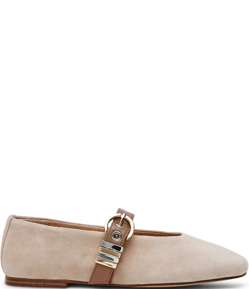 Steve Madden Lucia Suede Buckle Hardware Mary Jane Ballet Flats