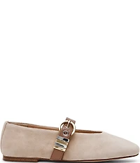 Steve Madden Lucia Suede Buckle Hardware Mary Jane Ballet Flats