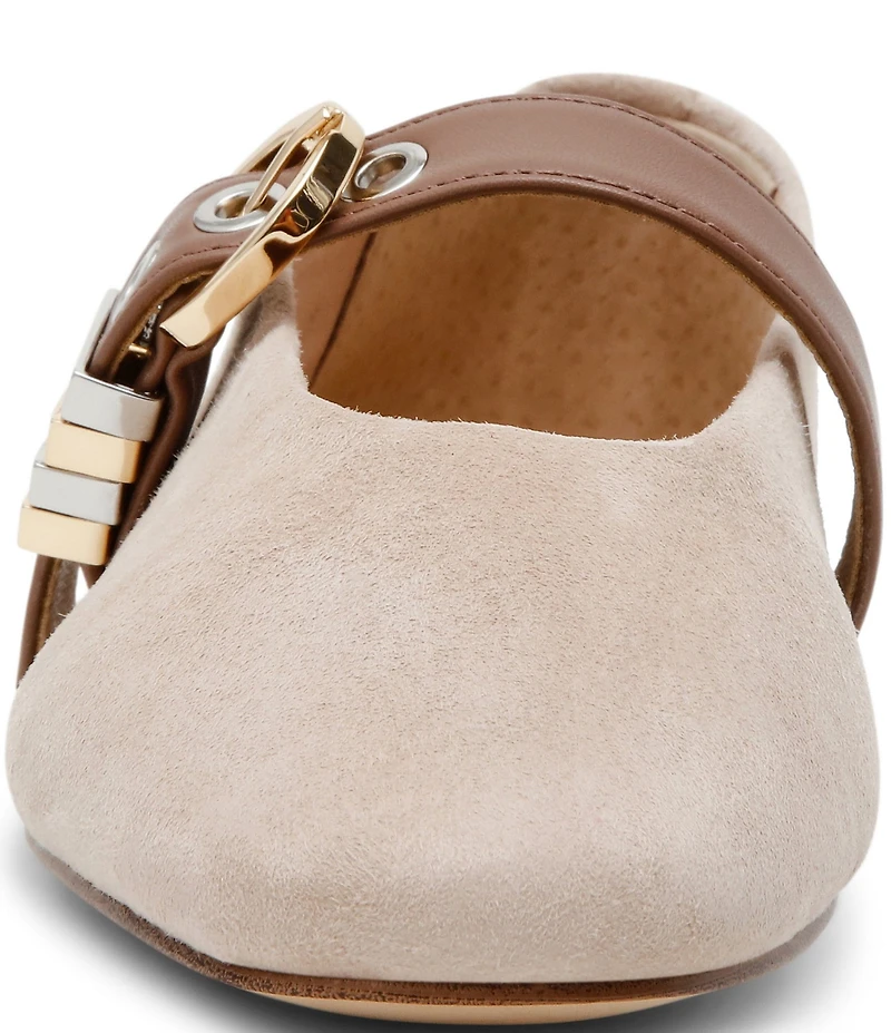 Steve Madden Lucia Suede Buckle Hardware Mary Jane Ballet Flats