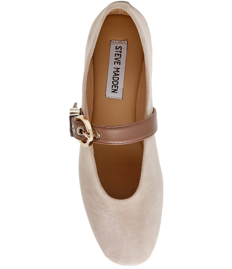 Steve Madden Lucia Suede Buckle Hardware Mary Jane Ballet Flats