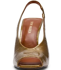 Steve Madden Lucian Crinkle Leather Peep Toe Slingback Pumps