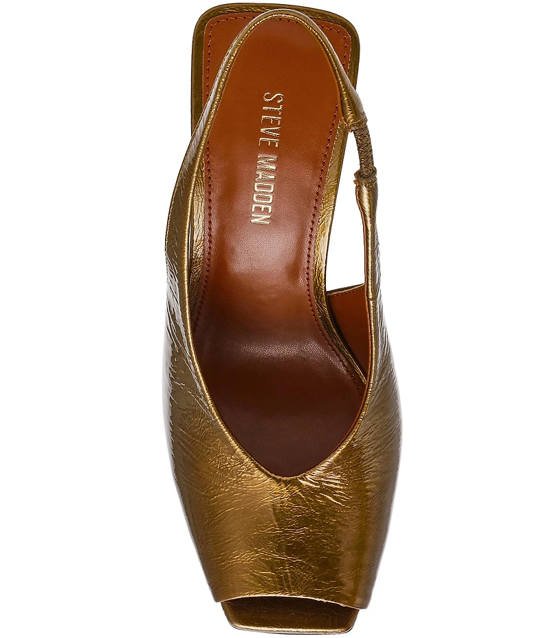 Steve Madden Lucian Crinkle Leather Peep Toe Slingback Pumps