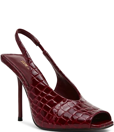 Steve Madden Lucian Croco Embossed Peep Toe Slingback Pumps
