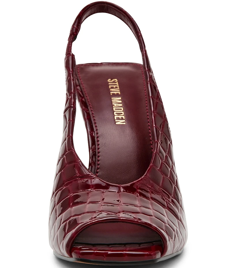Steve Madden Lucian Croco Embossed Peep Toe Slingback Pumps