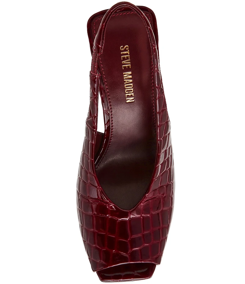 Steve Madden Lucian Croco Embossed Peep Toe Slingback Pumps