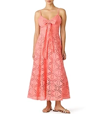 Steve Madden Luna Eyelet Knot Front Sleeveless A-Line Midi Dress
