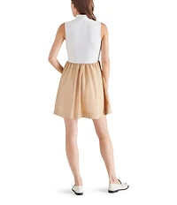 Steve Madden Lyon Quarter Zip Mock Neck Sleeveless Mixed Media Dress
