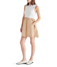 Steve Madden Lyon Quarter Zip Mock Neck Sleeveless Mixed Media Dress