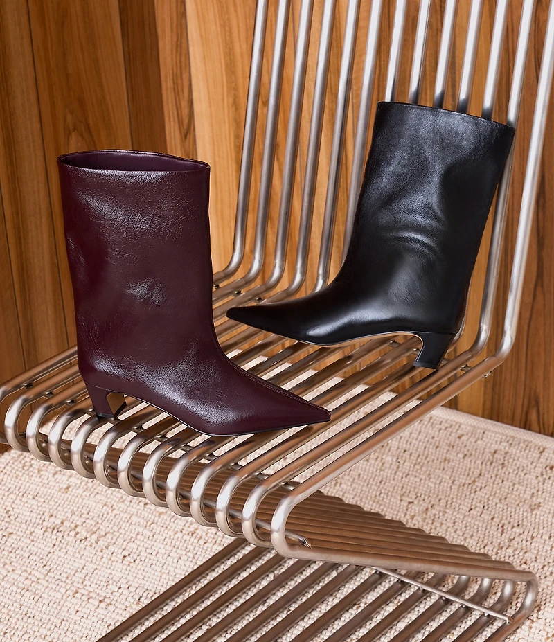 Steve Madden Lytton Leather Kitten Heel Ankle Booties