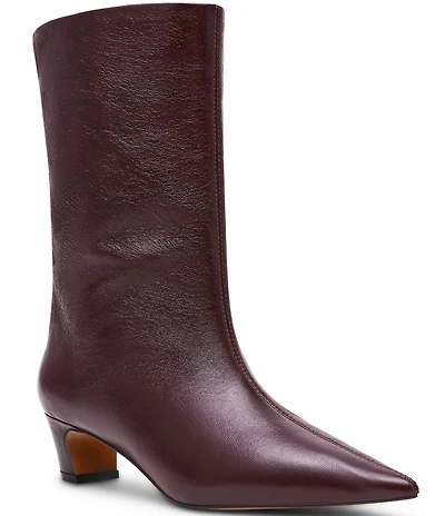 Steve Madden Lytton Leather Kitten Heel Ankle Booties