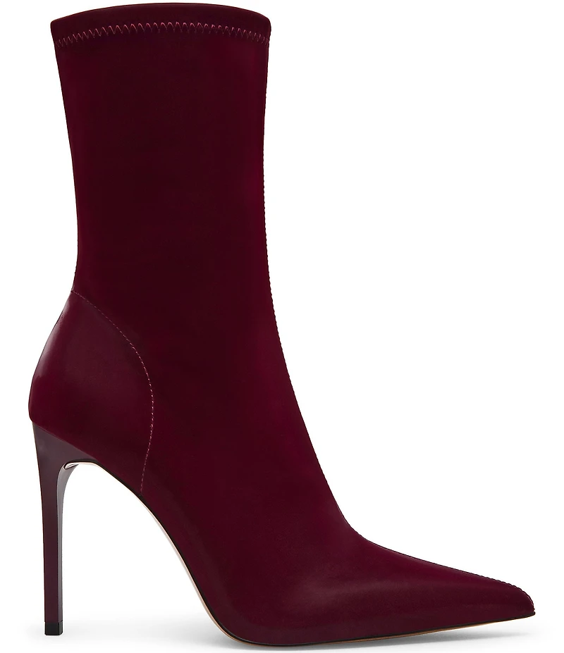 Steve Madden Mackena Techno Satin Pointed Toe Stiletto Booties