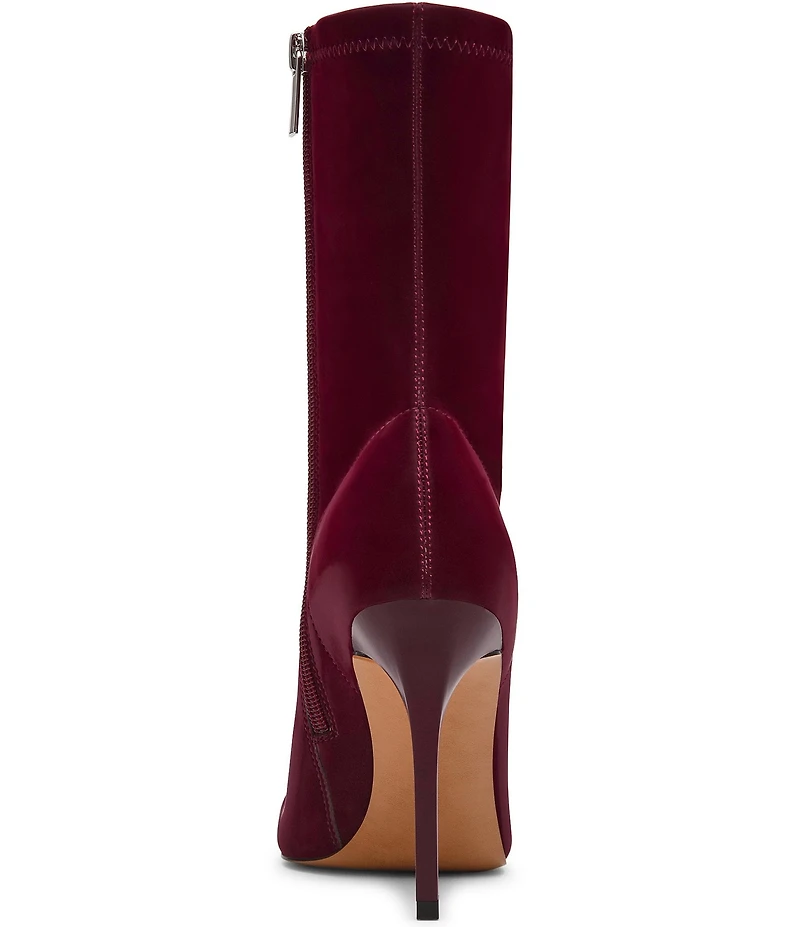 Steve Madden Mackena Techno Satin Pointed Toe Stiletto Booties