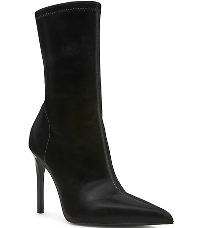 Steve Madden Mackena Techno Satin Pointed Toe Stiletto Booties